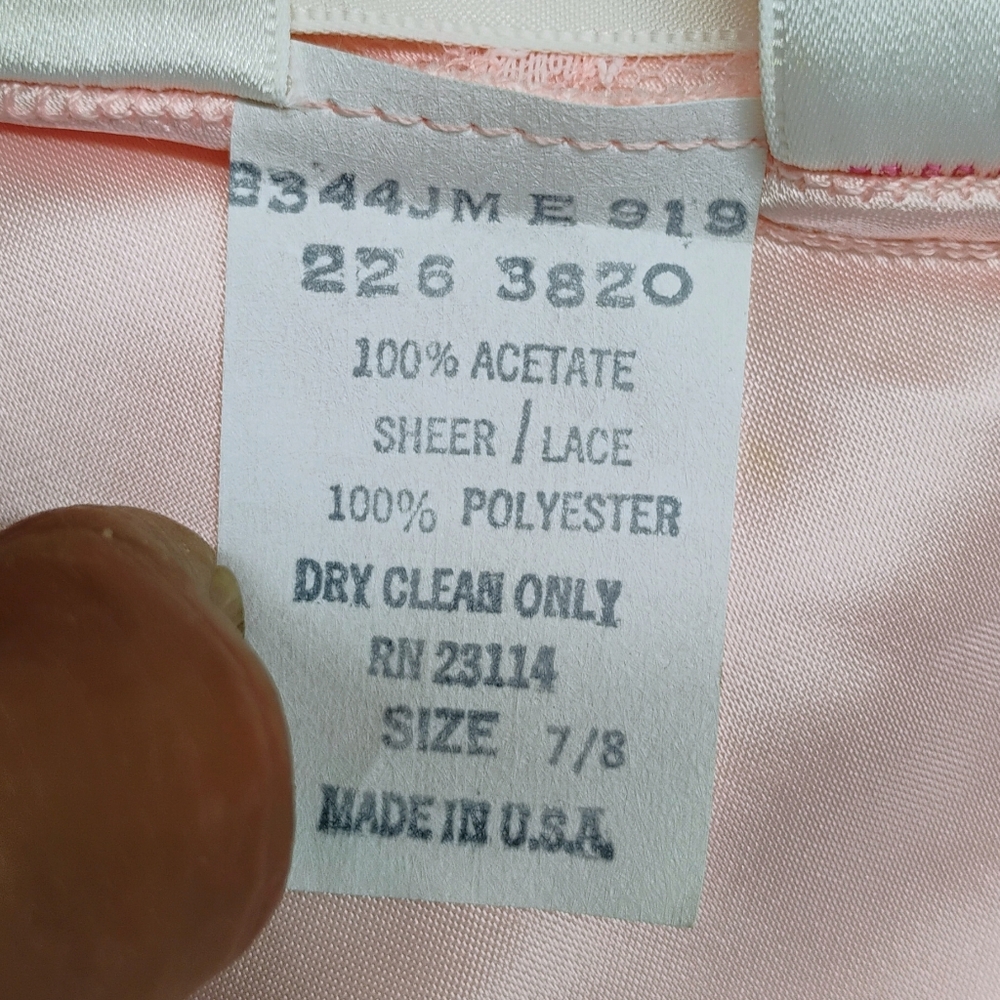 JCPENNEY Vintage Dress 2 Piece Satin/Lace Pink Sz 7/8 Women's Spaghetti Straps - Picture 14 of 16